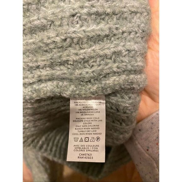 Loft Small wool blend knit sweater grey/green women’s top winter cozy - Picture 4 of 6